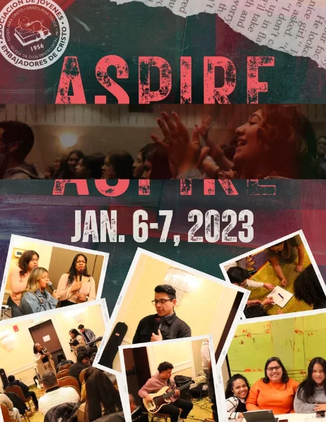 AJEC Aspire youth weekend flyer for January 6-7, 2023, designed by Surge