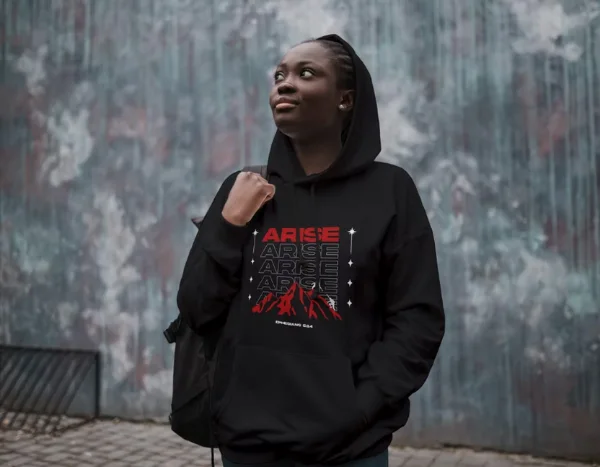Black AJEC hoodie merch designed by Surge