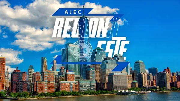 AJEC Región Este social media header over the New York skyline, designed by Surge