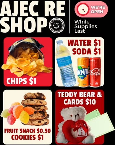 AJEC event shop price menu graphic designed by Surge