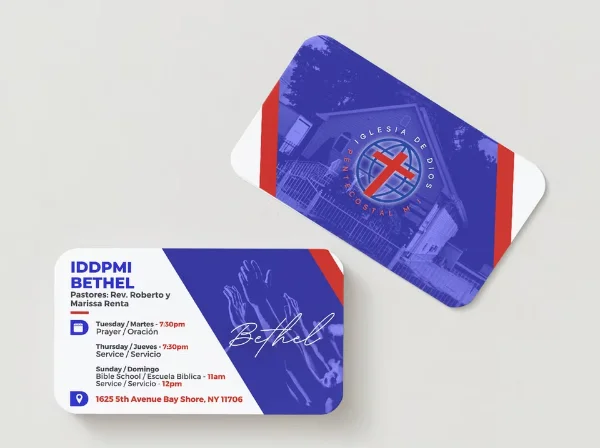 Bethel Church business cards, front and back, designed by Surge