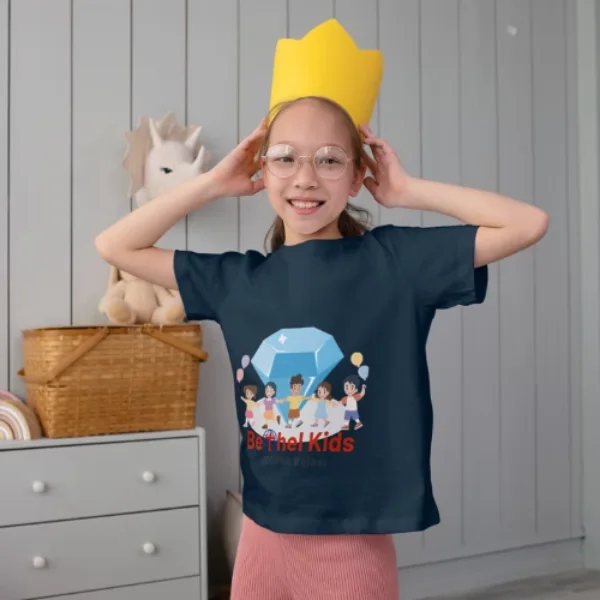 Child wearing the Bethel Kids children's ministry T-shirt designed by Surge