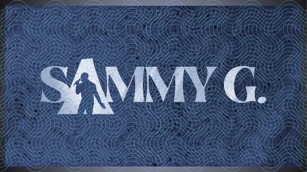 Sammy G. wordmark logo on blue texture, designed by Surge