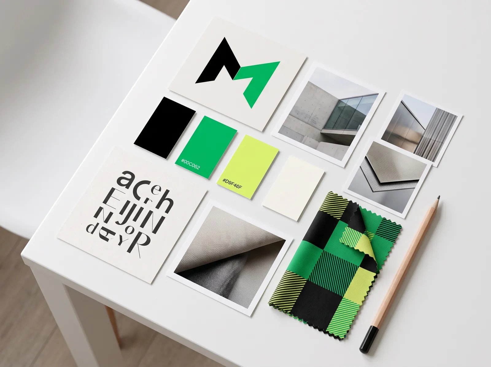 Surge brand moodboard with logo, colour swatches and textures
